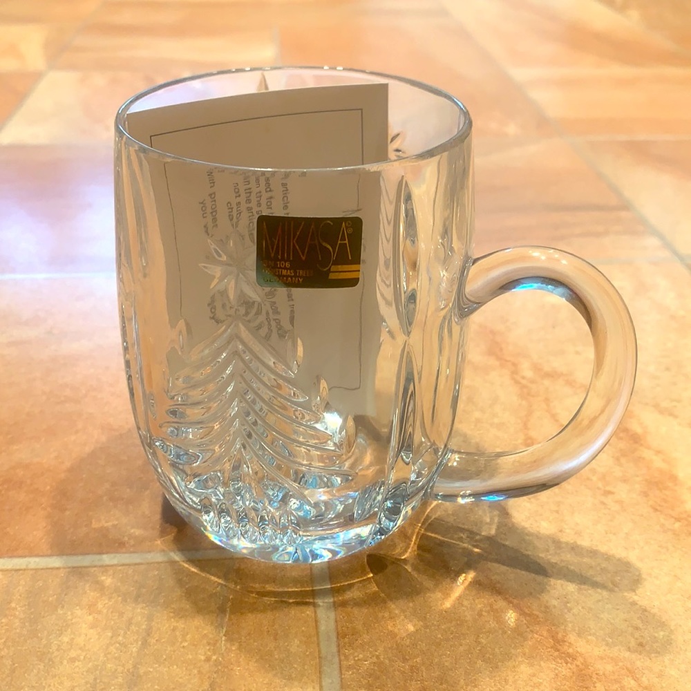 NWT Mikasa Vintage Holiday Christmas Tree Crystal Glass Cup Mug